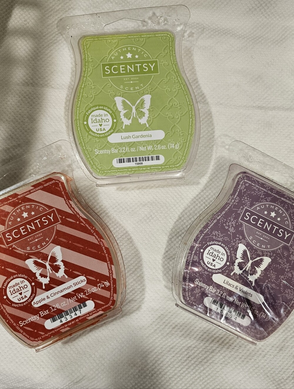 Lot Of 3 Partial Scentsy Bars: Lilac, Lush Gardens, Apple Cinnamon